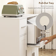 Kitchen Storage Trolley with Sliding Microwave Shelf and Lockable Wheels White Homcom