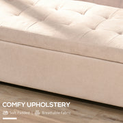 Linen Storage Ottoman Bench With Padded Seat and Hinged Lid For Bedroom Use, Beige