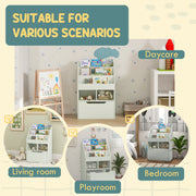 Kids Bookshelf and Toy Organiser with Storage Drawer and Wheels Green by HOMCOM