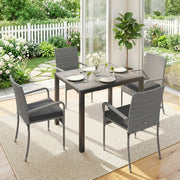 Garden Dining Set with Extendable Table and Stackable Chairs for Flexible Outdoor Seating Dark Grey Outsunny