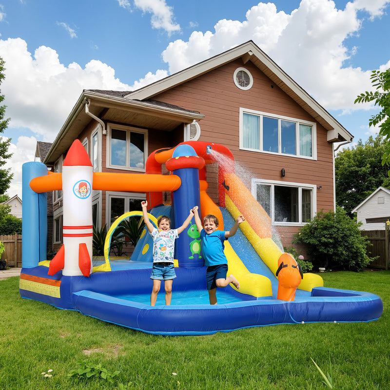 5 in 1 Kids Bouncy Castle with Water Slide Splash Pool and Blower by Outsunny AOSOM