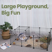 Guinea pig cage 12-panel indoor playpen by Songmics, styled with guinea pigs inside