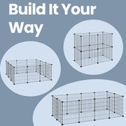 Guinea pig cage 12-panel indoor playpen by Songmics, included accessories view