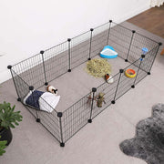 Angled view of the cage showing the modular panel layout