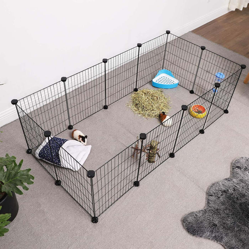 Angled view of the cage showing the modular panel layout