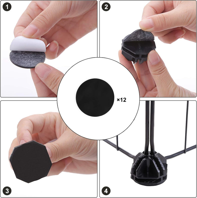 Included accessories laid out: connectors, cable ties, non-slip pads and rubber mallet