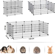 Guinea pig cage set up indoors next to furniture for scale