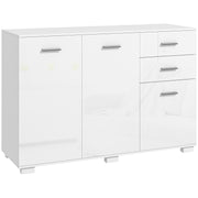 Modern Sideboard Cabinet with Drawers and Adjustable Shelves for Dining Room Storage White