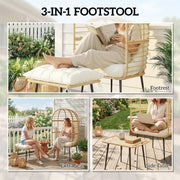 Outdoor Egg Chair With Footstool for Relaxing Garden Retreat Weather Resistant Rattan Beige Cream White Outsunny