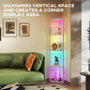 5 Tier LED Floor Lamp With Shelves And Remote Control For Living Room Or Bedroom Grey