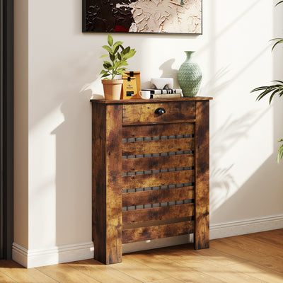 Radiator Cover with Storage Drawer for Safe Heating and Hallway Organisation Rustic Brown Homcom