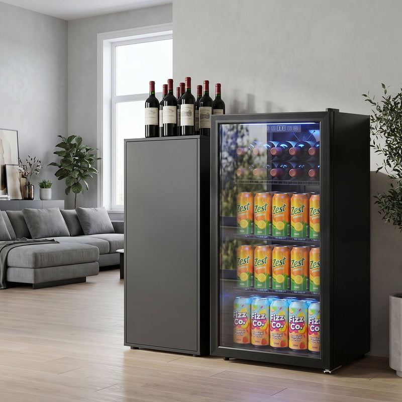 Drinks Fridge for Chilled Cans with Adjustable Shelves and Quiet Operation Black