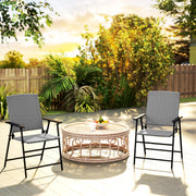 Set of Two Grey Folding Rattan Garden Chairs Lightweight and Durable by Outsunny