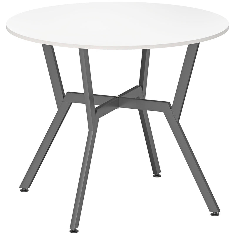 Round High Gloss Dining Table With Metal Legs Ideal For Kitchen Or Living Room White