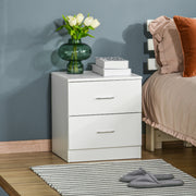 Modern 2 Drawer Bedside Table with Storage for Bedroom or Living Room Organisation