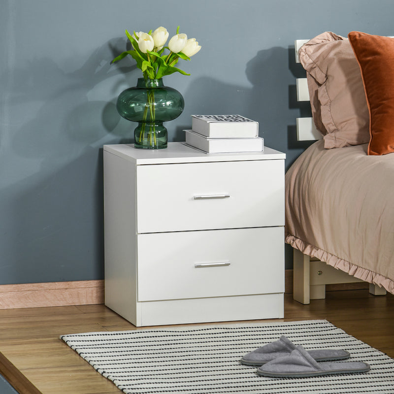 Modern 2 Drawer Bedside Table with Storage for Bedroom or Living Room Organisation