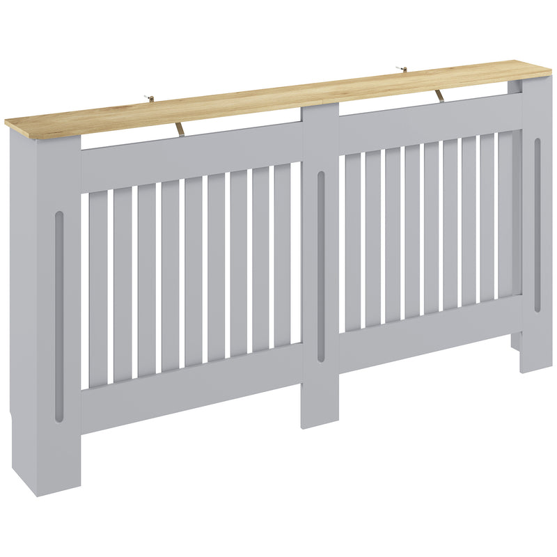 Radiator Cover with Extra Shelf and Slatted Front for Safe Heat Flow Grey Homcom