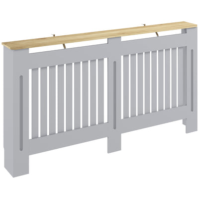 Radiator Cover with Extra Shelf and Slatted Front for Safe Heat Flow Grey Homcom