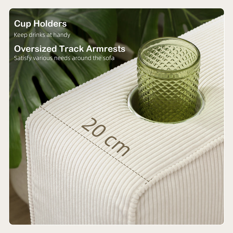 Cream White Three Seater Sofa with Spring Cushions Modern Design for Living Room Comfort by HOMCOM