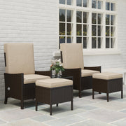 5 Piece Rattan Patio Furniture Set With Cushions for Patio and Balcony by Outsunny