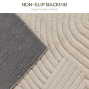 Jacquard Rug with Soft Thick Pile and Non Slip Backing for Living Room or Bedroom Cream AOSOM