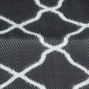 Reversible Black Outdoor Rug 182x274cm With Carry Bag For Garden Camping Beach Use