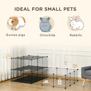 Large Metal Pet Playpen with Door for Guinea Pigs and Small Animals Indoor Use Black AOSOM