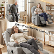 Riser Recliner Chair with Power Lift Massage and Heat for Easy Standing Light Grey AOSOM