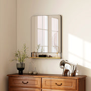 Wall Mounted Mirror with Storage Shelf Ideal for Hallway or Bathroom Use Black AOSOM