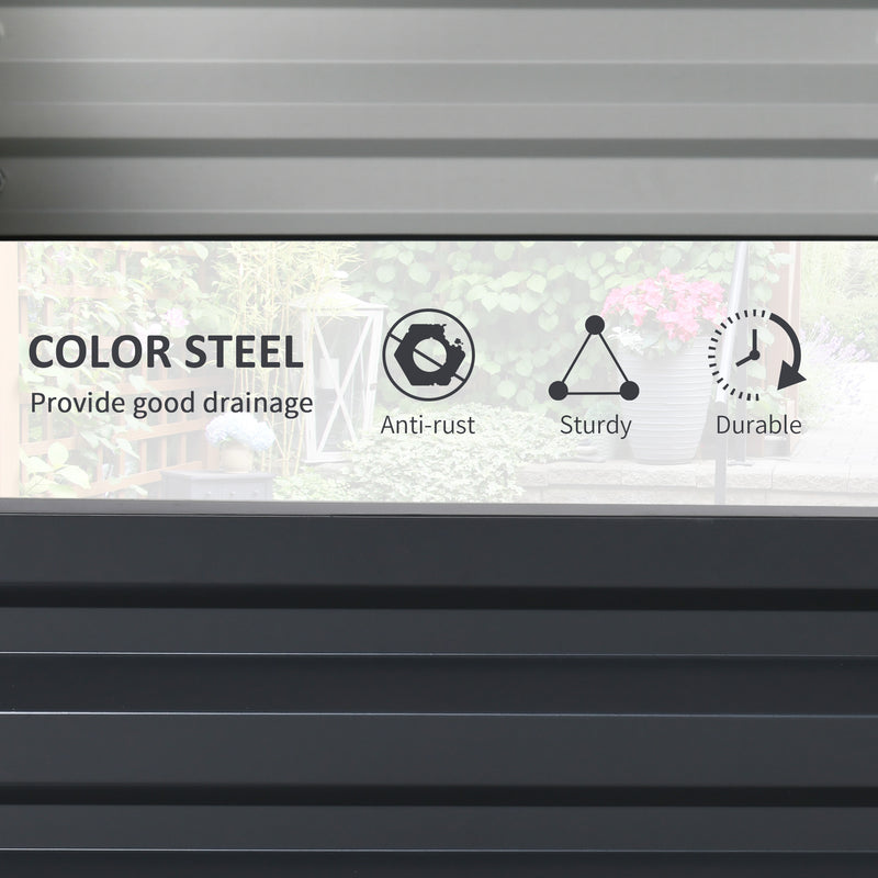 Grey Galvanised Raised Garden Beds for Herbs and Vegetables on Patio or Balcony