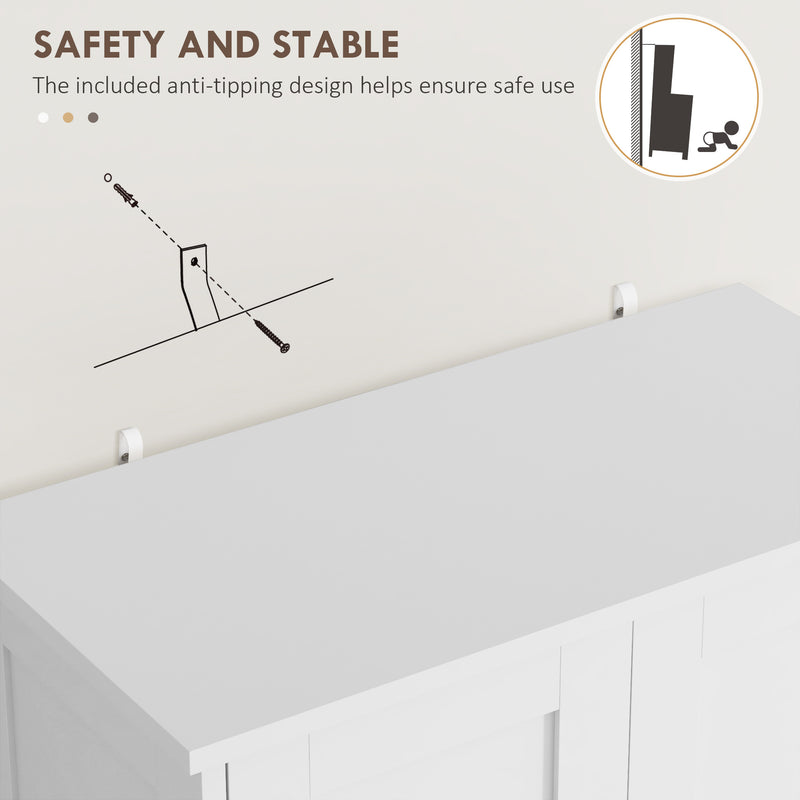 Freestanding Kitchen Storage Cabinet with Shelves and Drawers for Organisation White