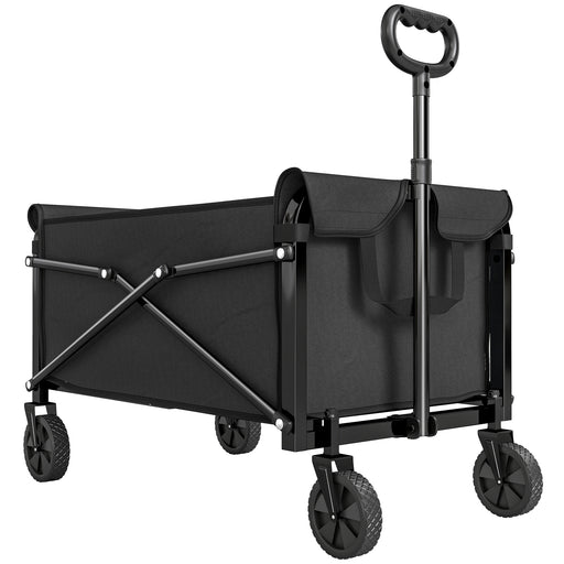 Folding Festival Trolley for Easy Garden and Picnic Transport 80L Capacity Black Outsunny