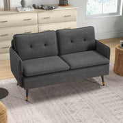 Modern Dark Grey Two Seater Loveseat Sofa With Cushions and Steel Legs by HOMCOM