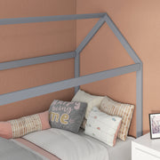 Scandinavian Style Wooden Single Bed Frame For Kids With Solid Pine Base Grey