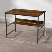 Rustic Brown 2 Tier Computer Desk 100 x 60 cm with Storage Shelf