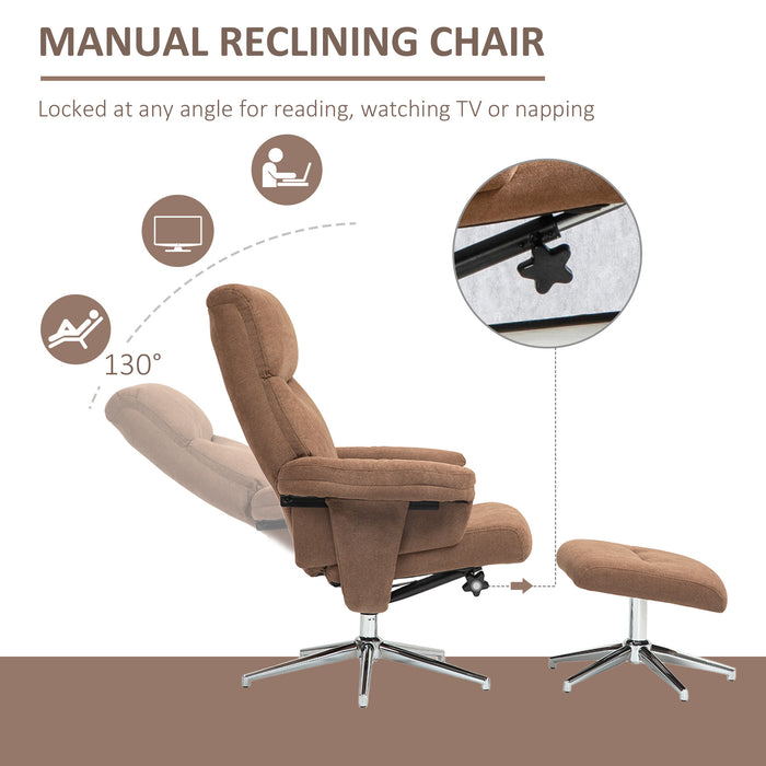 Recliner Chair with Ottoman for Home and Office, Light Brown Velvet Feel by HOMCOM