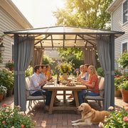 3x3m Garden Gazebo with Polycarbonate Hardtop Roof for Year Round Shelter and Privacy, Dark Grey Outsunny