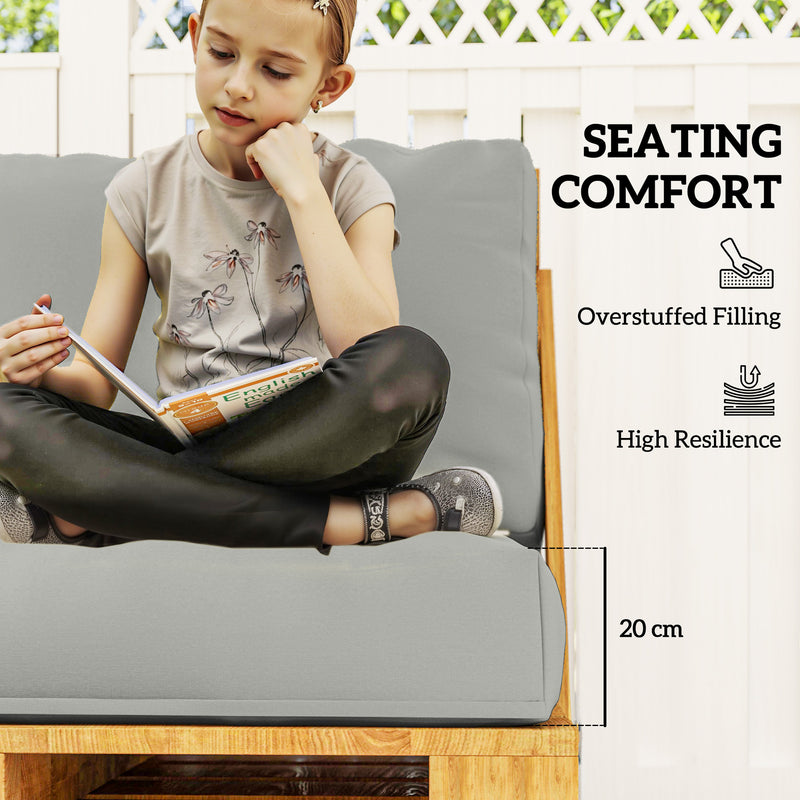 Light Grey 2 Seater Pallet Furniture Cushions UPF20+ 20cm Thick Outdoor Seat Pads by Outsunny