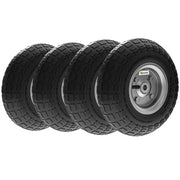 Set of 4 Black 10 Inch Pneumatic Wheelbarrow Replacement Wheels for Garden Carts and Sack Trucks by Outsunny AOSOM