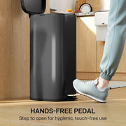 30L Pedal Bin with Soft Close Lid and Removable Inner Bucket for Kitchen or Office Black
