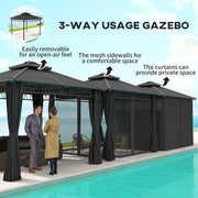 Dark Grey 3 x 3m Hard Top Gazebo with Polycarbonate Roof and Steel Frame by Outsunny