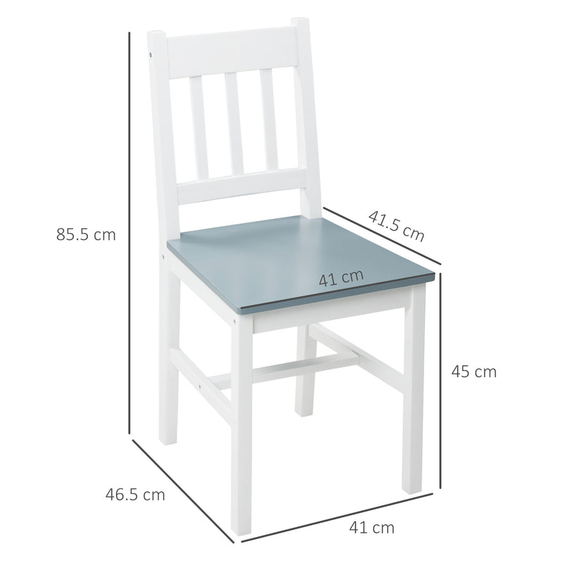 Set of 4 Wooden Dining Chairs with Slat Back Ideal for Kitchen or Dining Room White AOSOM