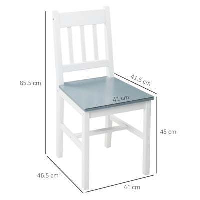 Set of 4 Wooden Dining Chairs with Slat Back Ideal for Kitchen or Dining Room White AOSOM