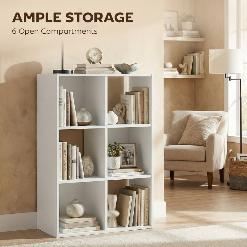Storage Shelf with 6 Open Compartments for Organising Books and Toys White Wood Effect AOSOM