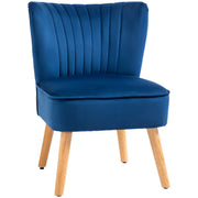 Dark Blue Fabric Accent Chair with Rubber Wood Legs and Thick Padding by HOMCOM