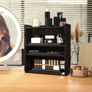 Four Tier Wooden Desktop Organiser With Storage Shelves For Home Office, Dark Brown