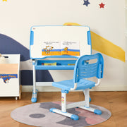 Blue Kids Height Adjustable Desk and Chair Set With Tilting Top and Storage Drawer