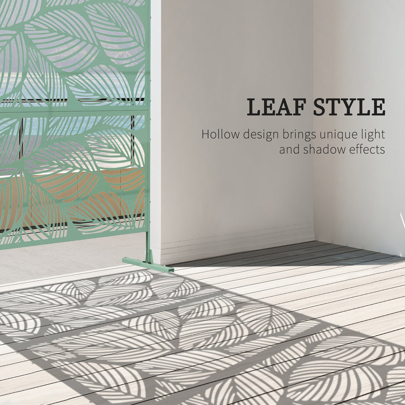Green Metal Garden Privacy Screens with Leaf Design For Outdoor Space Division