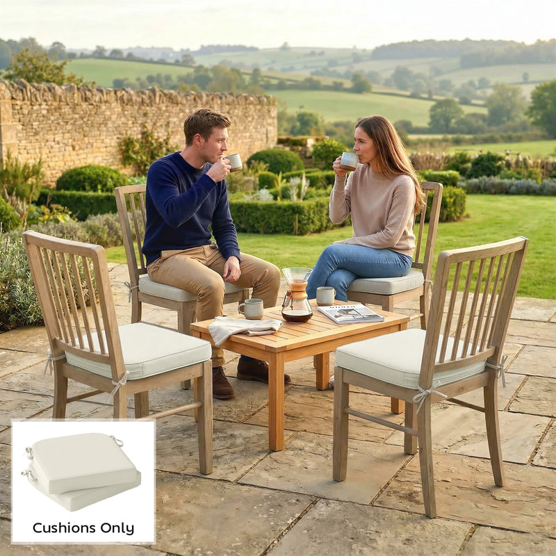 Outdoor Seat Cushions for Garden Chairs with Thick Foam and Water-Repellent Covers Cream White Outsunny