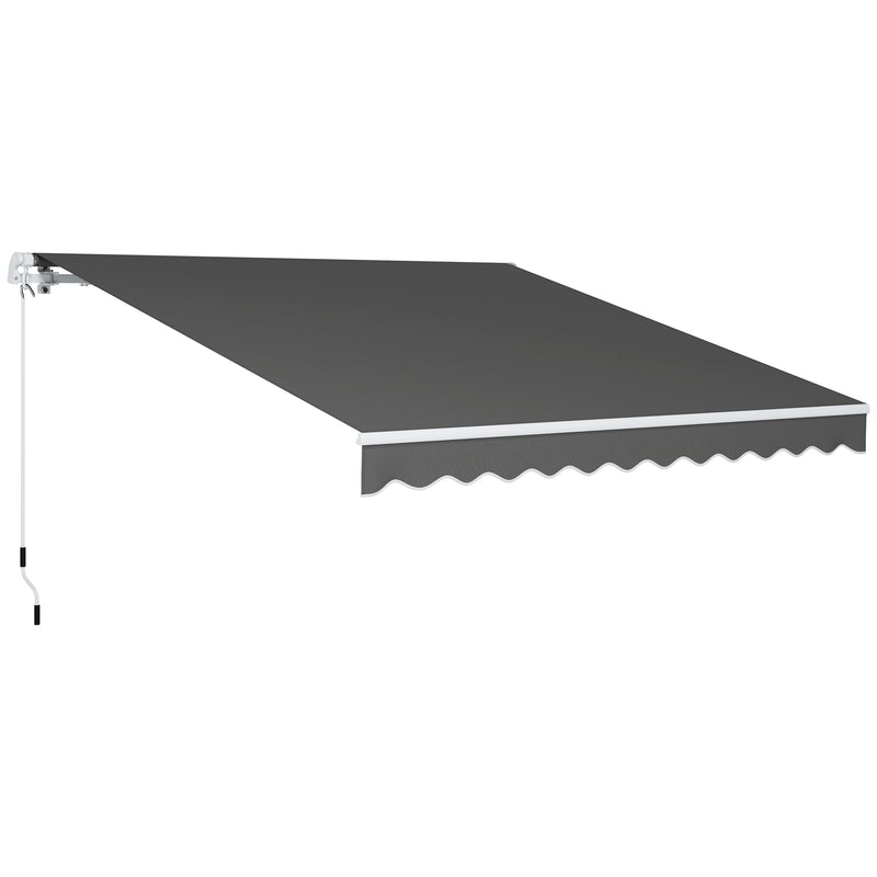 Dark Grey 3 x 2.5m Retractable Manual Awning With Crank Handle and Fittings by Outsunny